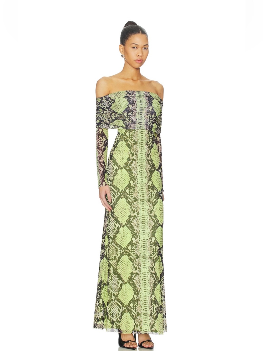AFRM Thelma Dress in Lime Snake